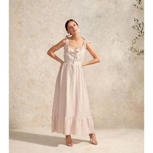 WIGGY KIT Striped Linen Maxi Dress